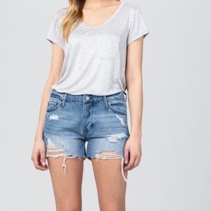 Boyfriend fit distressed shorts